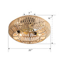 20 Inch Boho Caged With Enclosed Rattan 6 Speeds Remote Control Reversible Dc Motor For Living Room Rattan Abs
