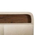Full Size Upholstered Platform Bed With Storage Headboard, Sensor Light And A Set Of Sockets And Usb Ports, Linen Fabric, Beige Beige Linen