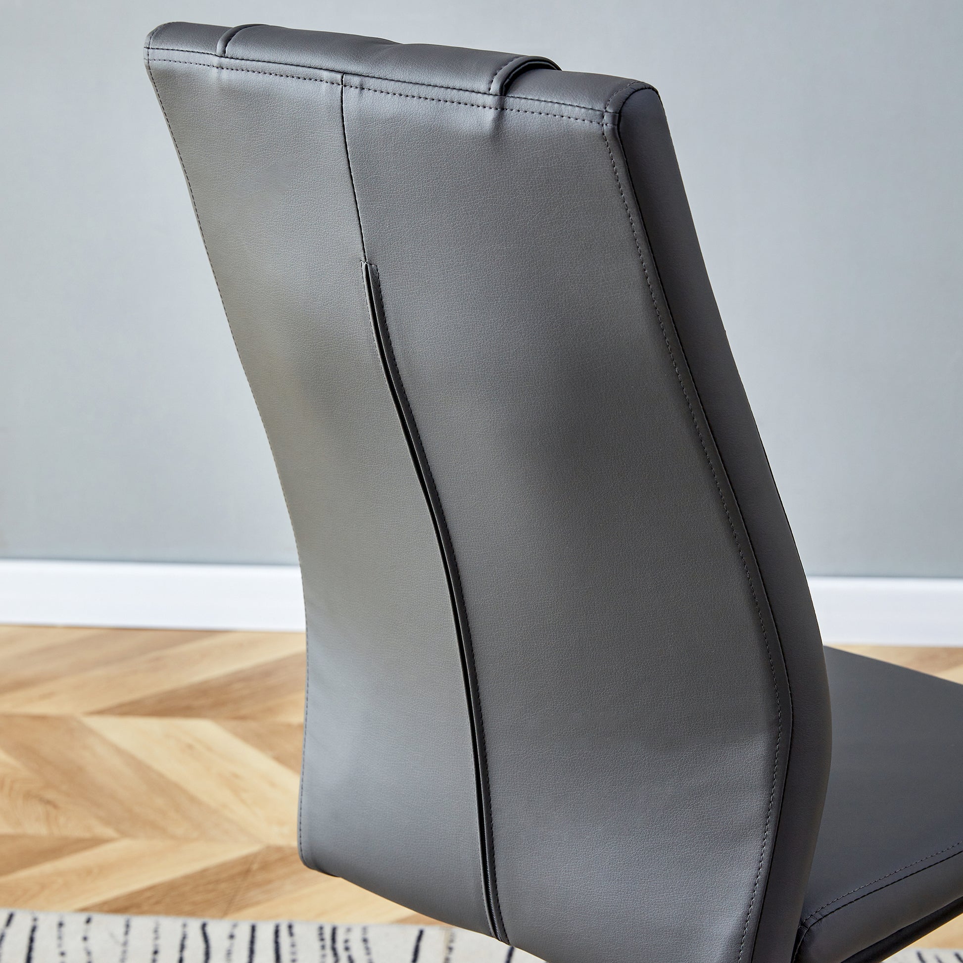 Modern Dining Chair With Faux Leather Cushioned Seats Dining Chair With Metal Legs, Suitable For Kitchen, Living Room, Bedroom, Dining Room Side Chairs, Set Of 6 Pieces Gray Pu Leather Gray Pu