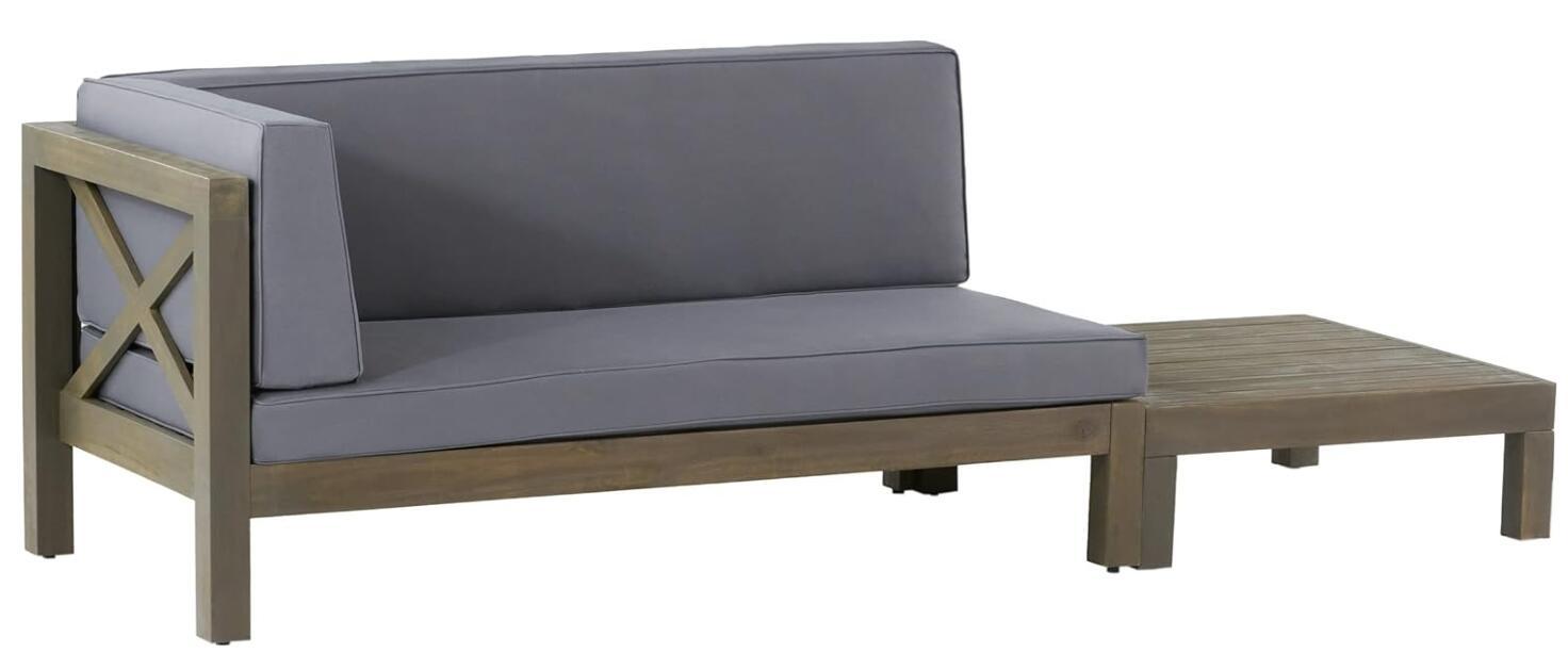 Brava X Back Corner Bench L With Coffee Table Dark Grey Acacia Wood