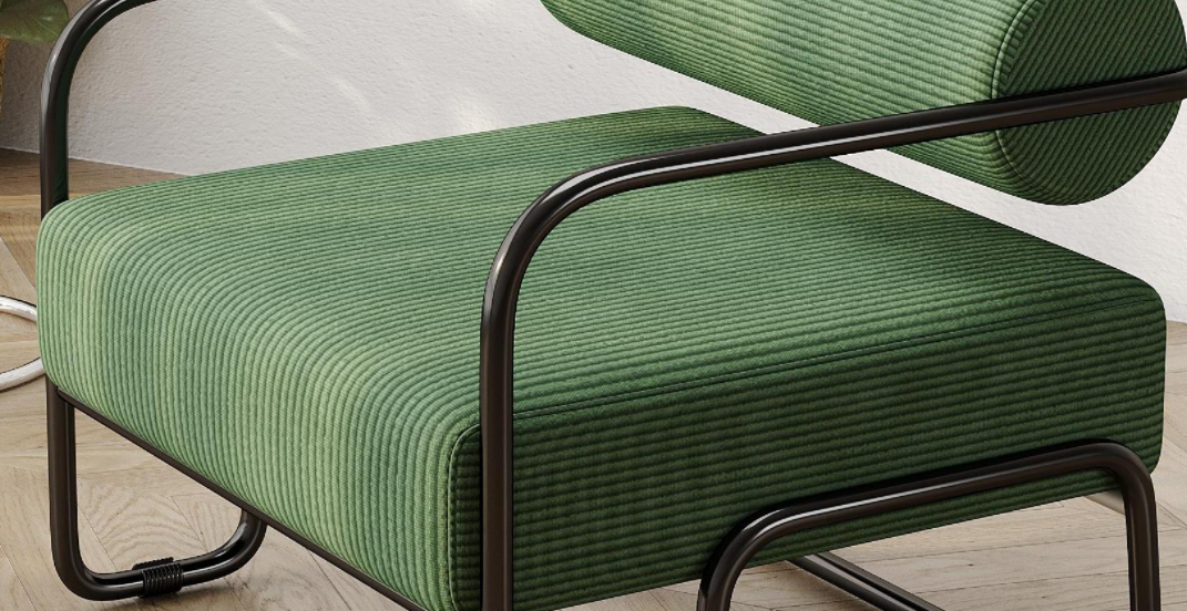 Living Room Iron Sofa Chair, Lazy Individual Chair, Balcony Leisure Chair Color: Green Dark Green Corduroy