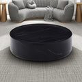 31.49'' Round Coffee Table,Sturdy Fiberglass Table For Living Room, No Need Assembly,Black Black Fiberglass