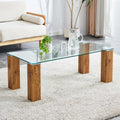 Glass Top Coffee Table,Tea Table, With Mdf Legs Stylish Blend Of Elegance And Durability 44.9