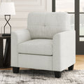 Mid Century Modern Accent Chair Cozy Armchair Button Tufted Back And Wood Legs For Living Room, Office Room, Beige Beige Primary Living Space Polyester