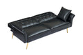 67.71 Inch Faux Leather Sofa Bed With Adjustment Armres Black Light Brown Faux Leather Wood Primary Living Space Medium Soft Loose Back Contemporary Eucalyptus Square Arms Foam Pvc 2 Seat