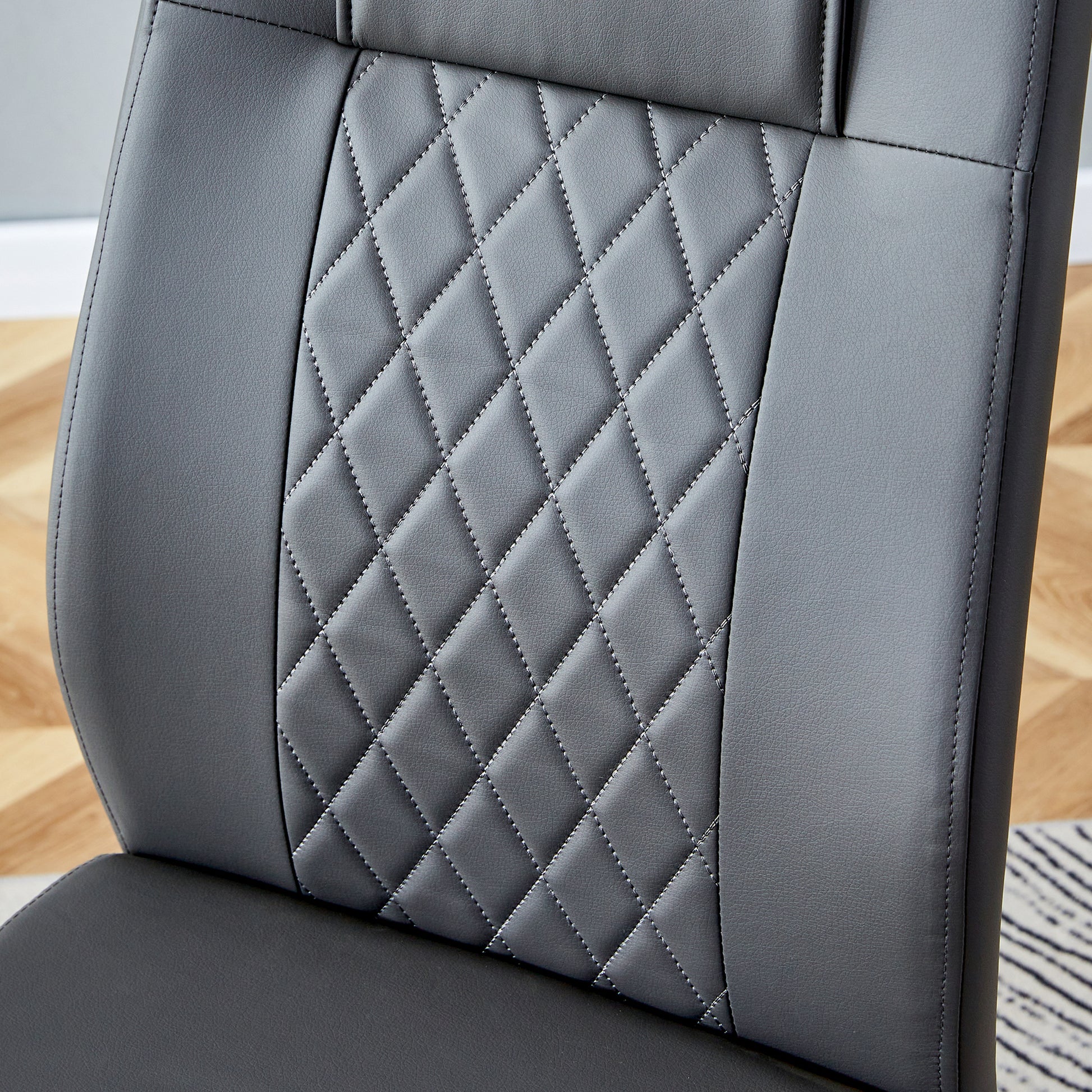 Modern Dining Chair With Faux Leather Cushioned Seats Dining Chair With Metal Legs, Suitable For Kitchen, Living Room, Bedroom, Dining Room Side Chairs, Set Of 6 Pieces Gray Pu Leather Gray Pu