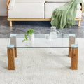 Glass Top Coffee Table,Tea Table, With Mdf Legs Stylish Blend Of Elegance And Durability 44.9