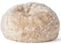 Cat 3 Foot Rounded Shag Fur Bean Bag, White And Beige White Oak Fur