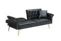 67.71 Inch Faux Leather Sofa Bed With Adjustment Armres Black Light Brown Faux Leather Wood Primary Living Space Medium Soft Loose Back Contemporary Eucalyptus Square Arms Foam Pvc 2 Seat