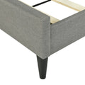 Queen Size Upholstered Platform Bed With Storage Headboard, Sensor Light And A Set Of Sockets And Usb Ports, Linen Fabric, Gray Gray Linen
