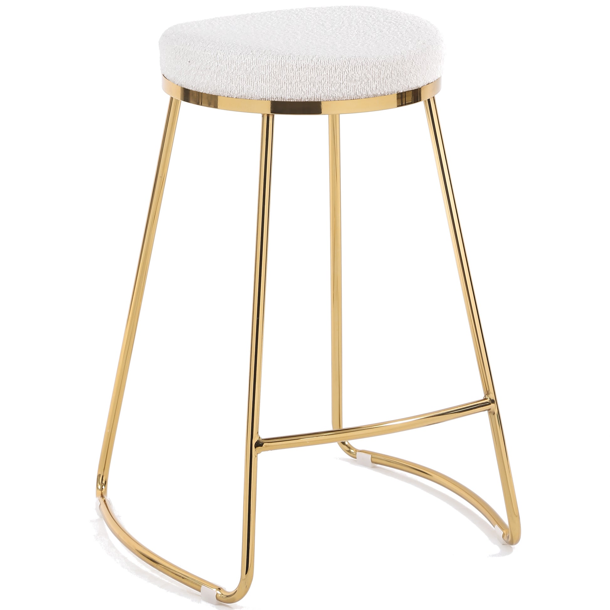 Jane 26" Mid Century Modern Luxury Upholstered Stool White Boucle