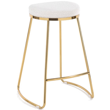 Jane 26" Mid Century Modern Luxury Upholstered Stool White Boucle