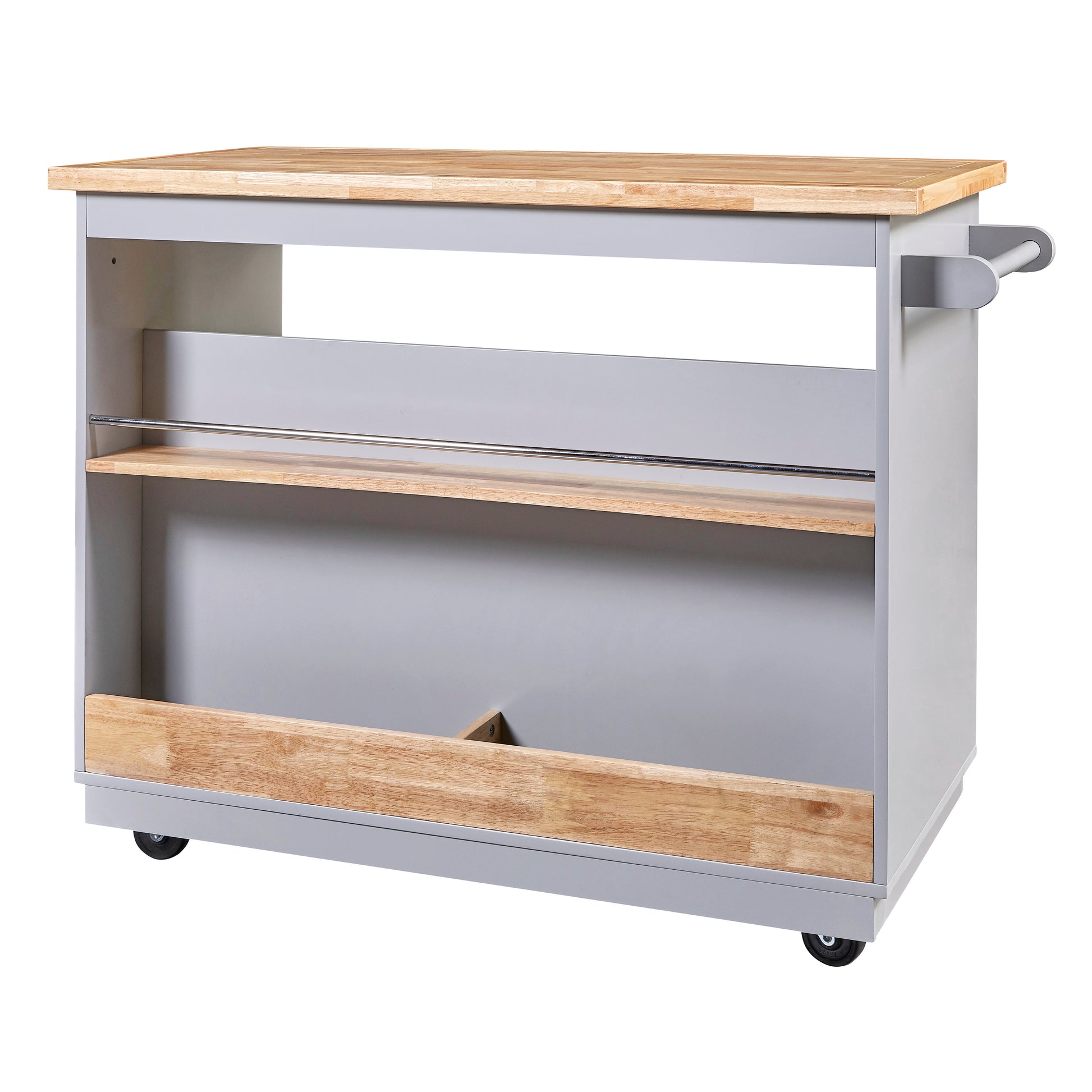 Rolling Kitchen Island With Storage, Two Sided Kitchen Island Cart On Wheels With Wood Top, Wine And Spice Rack, Large Kitchen Cart With 2 Drawers, 3 Open Compartments, Grey Blue Blue Kitchen Classic,French,Mid Century Modern,Modern,Rustic Rectangular
