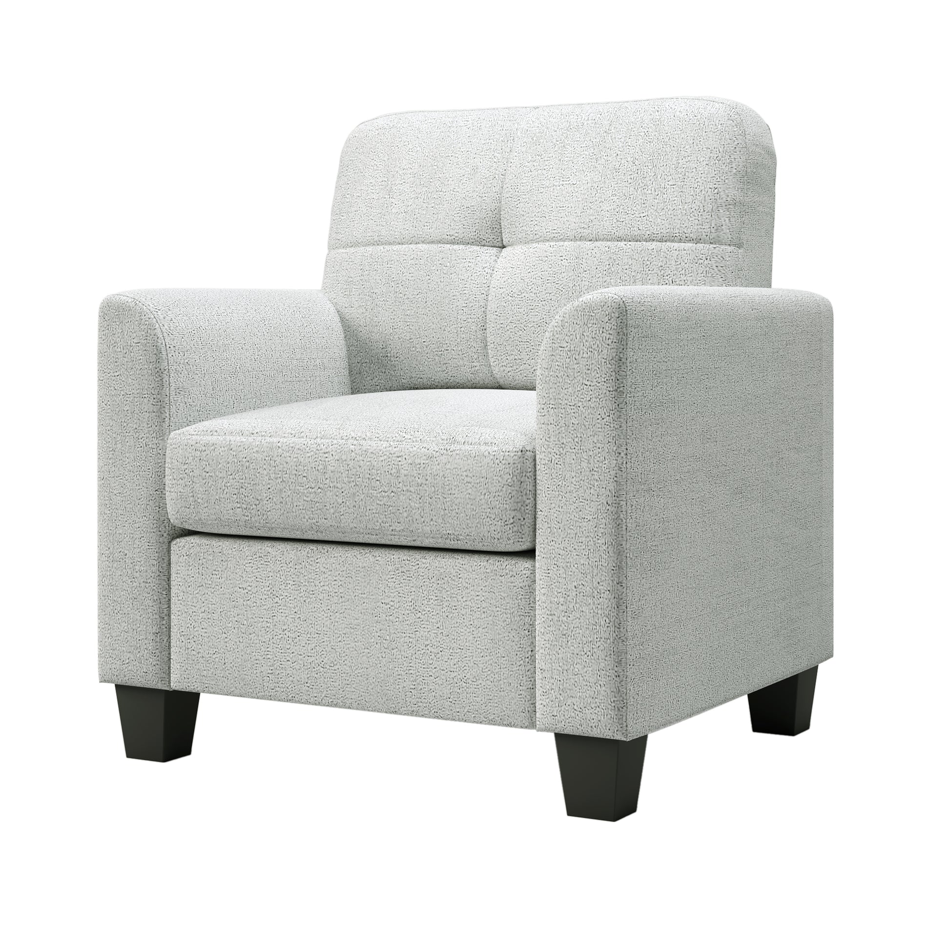 Mid Century Modern Accent Chair Cozy Armchair Button Tufted Back And Wood Legs For Living Room, Office Room, Beige Beige Primary Living Space Polyester