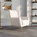 Gianna Mid Century Modern Tufted French Boucle Armchair White Boucle