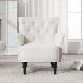 Mid Century Morden Arm Chair, Accent Chair With Ergonomic Cushion,Upholstered In Linen Fabric, Solid Wood Legs,Upholstered Single Sofa Club Chair For Living Room, Bedroom, Home Office,Cream. Cream Primary Living Space Mid Century Modern,Modern Rubberwood