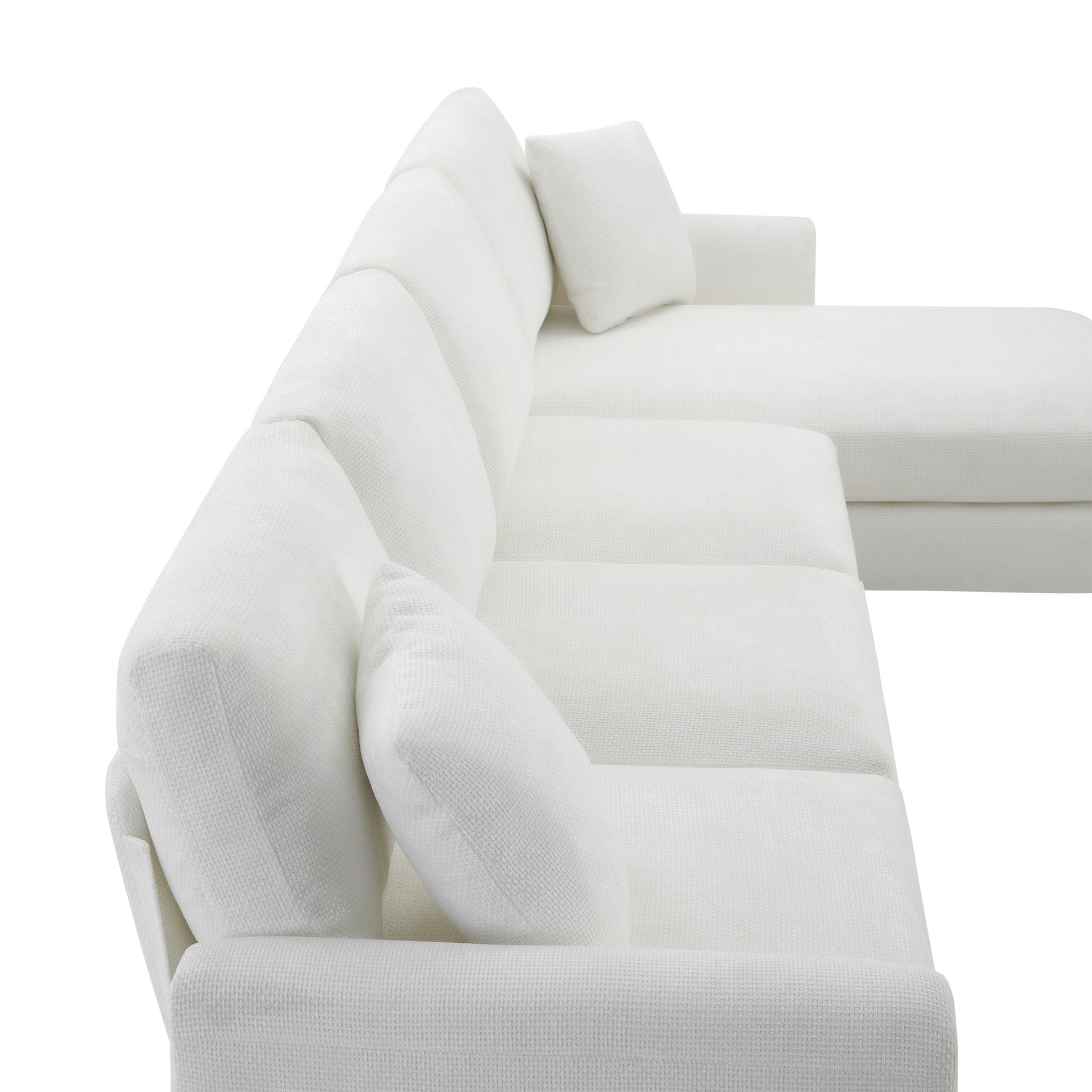 119*55" Modern Oversized Sectional Sofa,L Shaped Luxury Couch Set With 2 Free Pillows,5 Seat Chenille Indoor Furniture With Chaise For Living Room,Apartment,Office,2 Colors White Chenille