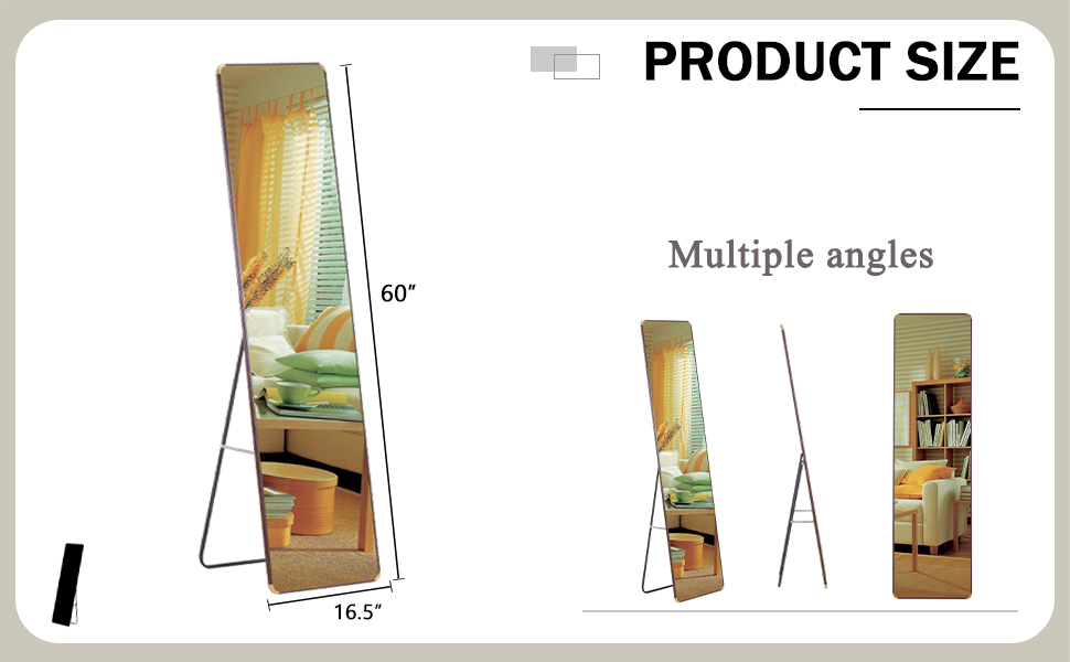 The 4Th Generation Floor Standing Full Length Mirror. Wall Mirror, Bathroom Makeup Mirror, Bedroom Foyer, Clothing Store, Wall Mounted. 60 "* 16.5" Transparent Glass