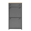 Slim Shoe Cabinet Set With 4 Flip Drawers, Wood Grain Pattern Top Shoe Storage Solution With Adjustable Panel, Modern Style Shoe Rack With Drawers For Hallway, Grey 5 Or More Drawers Grey Primary Living Space Adjustable Shelves Particle Board