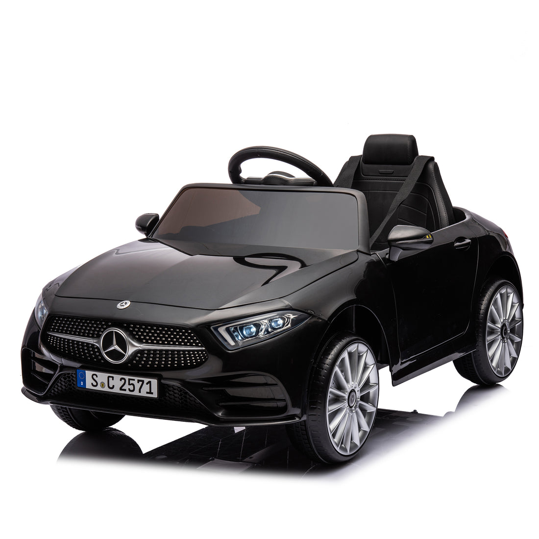 12V Kids Ride On Car W Parents Remote Control,Licensed Mercedes Benz Cls 350 For Kids,Four Wheel Suspension,Power Display,Music,Volume Control,Led Lights,Mp3,Usb Sd For Kids 37 95 Months. Black 50 99 Lbs Polypropylene