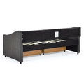 Twin Size Daybed With Drawers Upholstered Tufted Sofa Bed, With Button On Back And Copper Nail On Waved Shape Arms 81.5''X4''X30.5'' Dark Grey Linen
