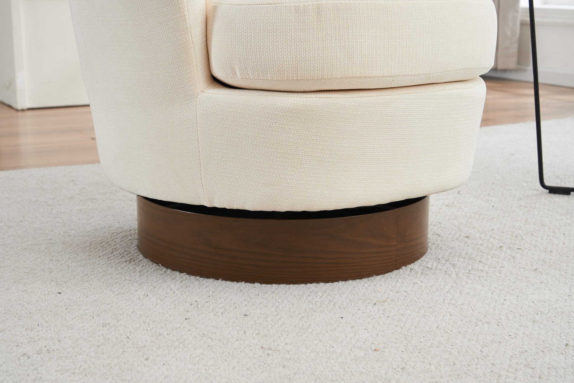 Polyester Swivel Barrel Chair, Swivel Accent Chairs Armchair For Living Room, Reading Chairs For Bedroom Comfy, Round Barrel Chairs With Gold Stainless Steel Base Beige Beige Primary Living Space American Design Foam Polyester