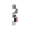 Roy Corner Floating Shelf, Modern 4 Tier Display, White White Particle Board Pine