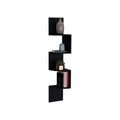 Roy Corner Floating Shelf, Modern 4 Tier Display, Black Black Particle Board Pine