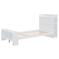 Twin Size Platform Bed With Built In Shelves, Led Light And Usb Ports, White White Mdf Lvl