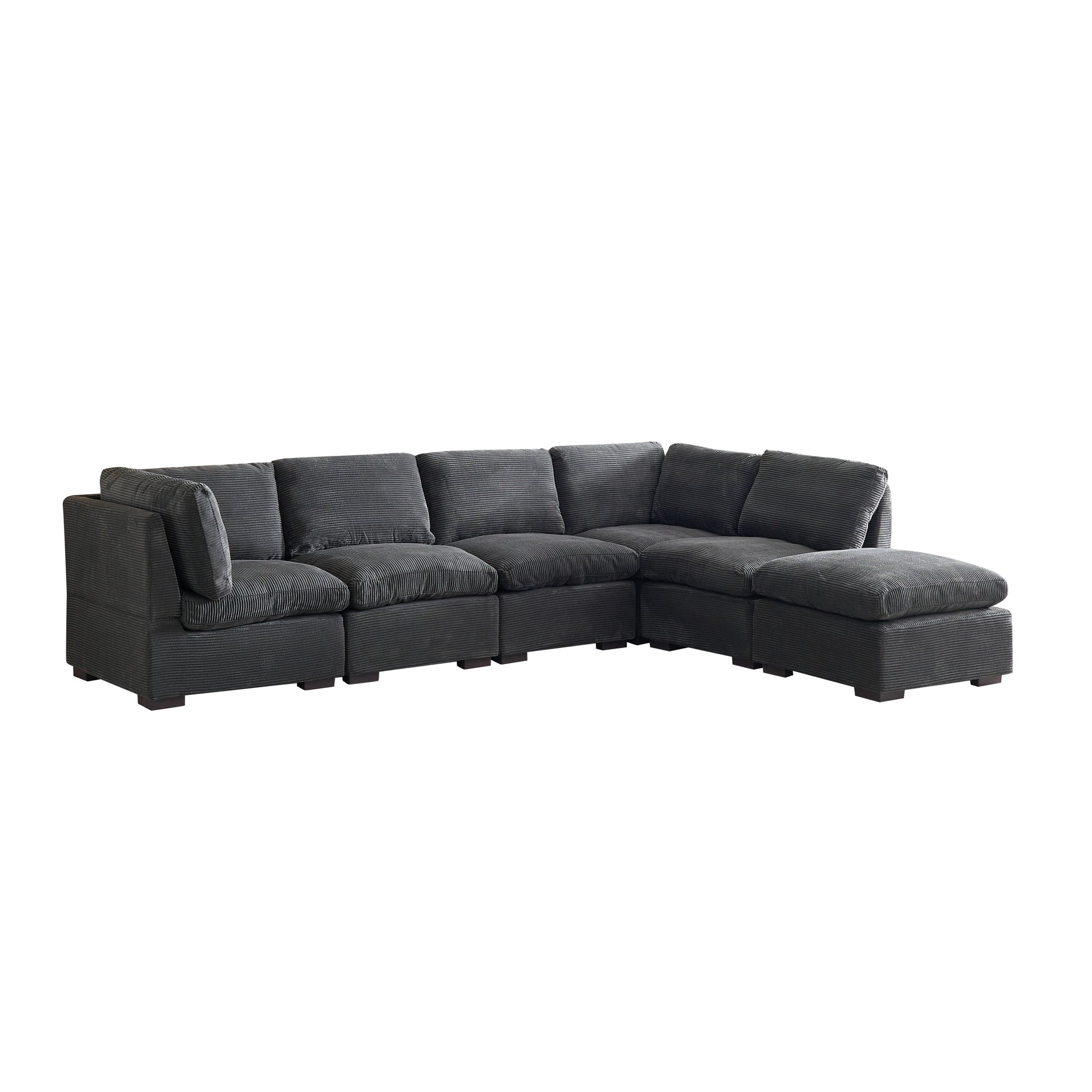 Convertible Modern Luxury Sectional Sofa Couch For Living Room Quality Corduroy Upholstery Modular Sofa Dark Grey Dark Grey Polyester Corduroy