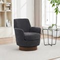 Polyester Swivel Barrel Chair, Swivel Accent Chairs Armchair For Living Room, Reading Chairs For Bedroom Comfy, Round Barrel Chairs With Gold Stainless Steel Base Dark Grey Dark Grey Primary Living