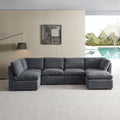 Convertible Modern Luxury Sectional Sofa Couch For Living Room Quality Corduroy Upholstery Modular Sofa Dark Grey Dark Grey Polyester Corduroy