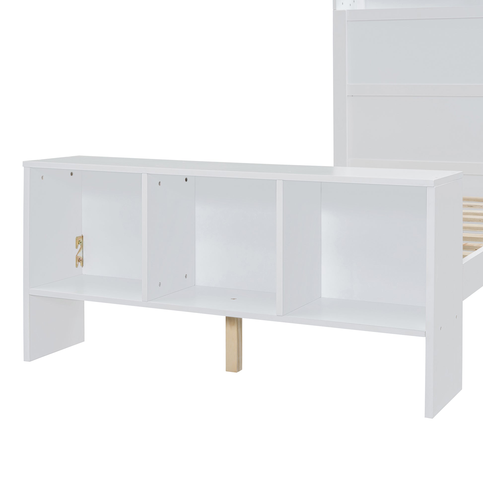 Twin Size Platform Bed With Built In Shelves, Led Light And Usb Ports, White White Mdf Lvl