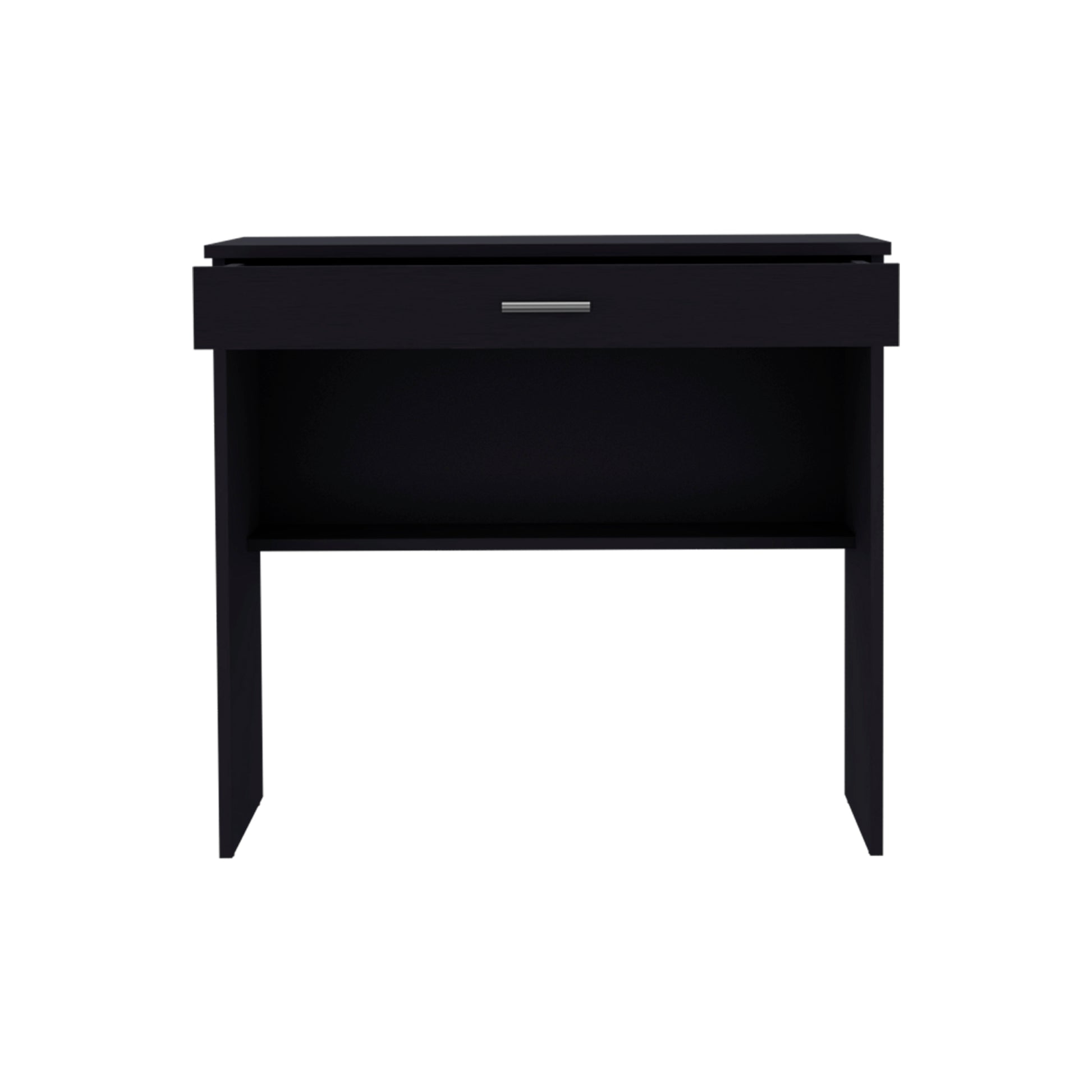 Montana Storage Desk, Spacious Stylish With Drawer And Shelf, Black Black Particle Board Pine