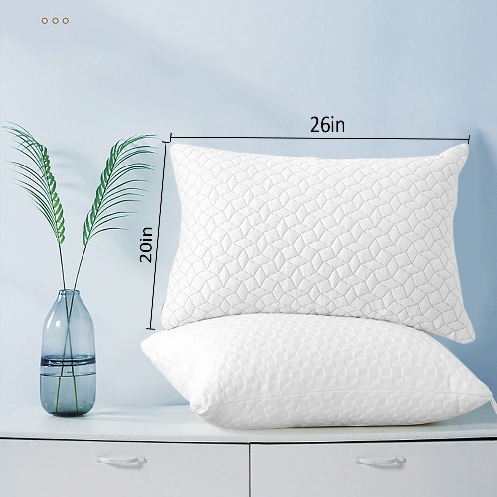 Bed Pillows For Sleeping, 1 Pack Memory Foam Pillow 20"X 26" With Adjustable Loft Cooling Bamboo Pillow For Side And Back Sleepers, Washable Removable Derived White Bedroom Modern Memory Foam Foam