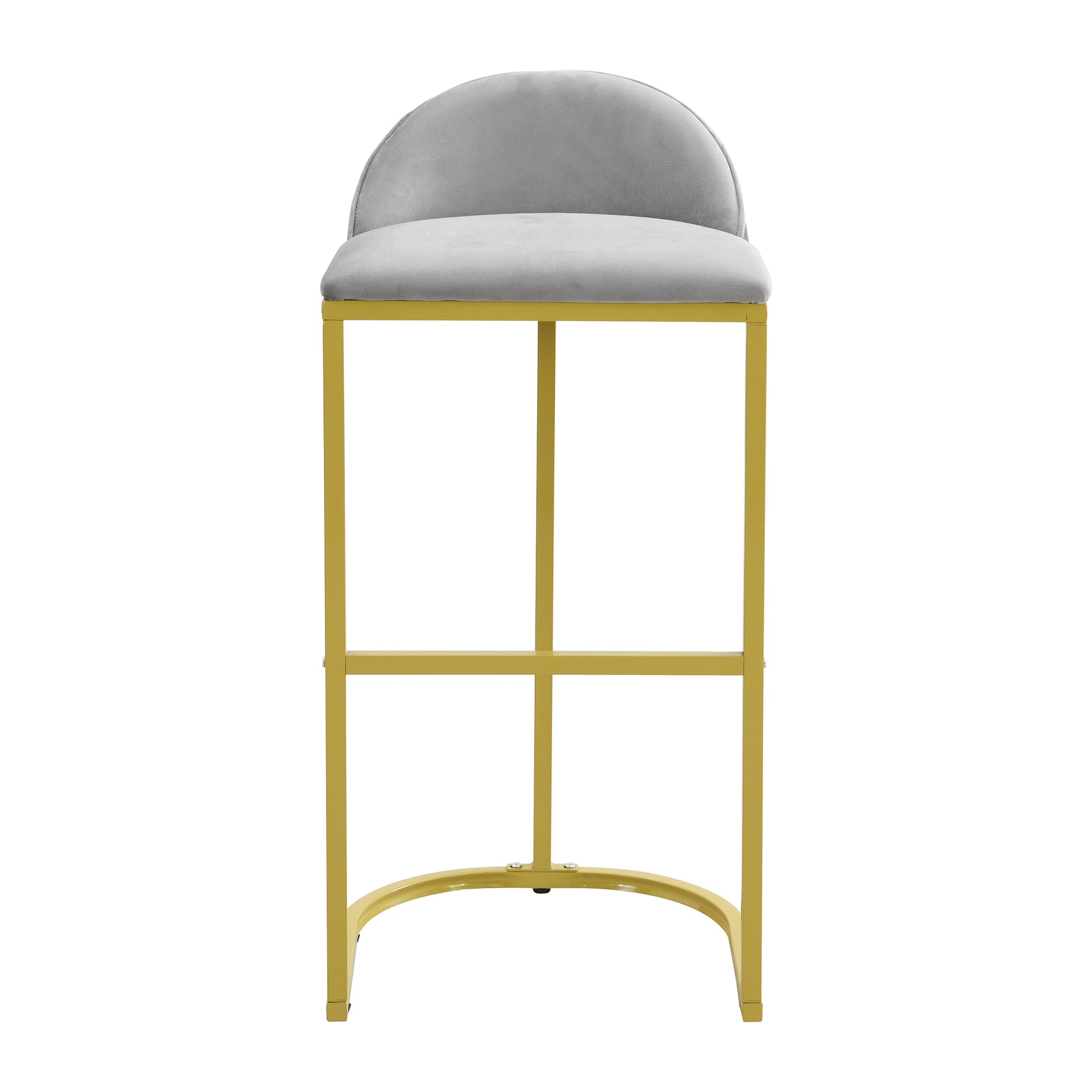 30" Counter Height Bar Stools Set Of 2, Bar Stools With Back And Gold Metal Frame, Modern Luxury Bar Stools With Footrest, Upholstered Velvet Counter Stool Chairs For Kitchen Island Metal Grey Gold Dining Room Powder Coated Sponge Wipe Clean Rectangular