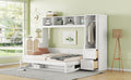 Full Size Murphy Bed Wall Bed With Closet And Drawers,White White Mdf Lvl