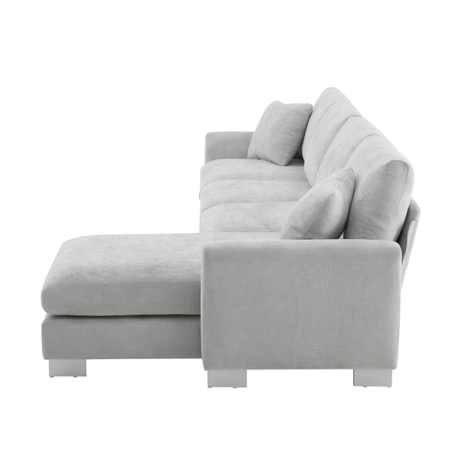 119*55" Modern Oversized Sectional Sofa,L Shaped Luxury Couch Set With 2 Free Pillows,5 Seat Chenille Indoor Furniture With Chaise For Living Room,Apartment,Office,2 Colors Light Gray Chenille 5 Seat