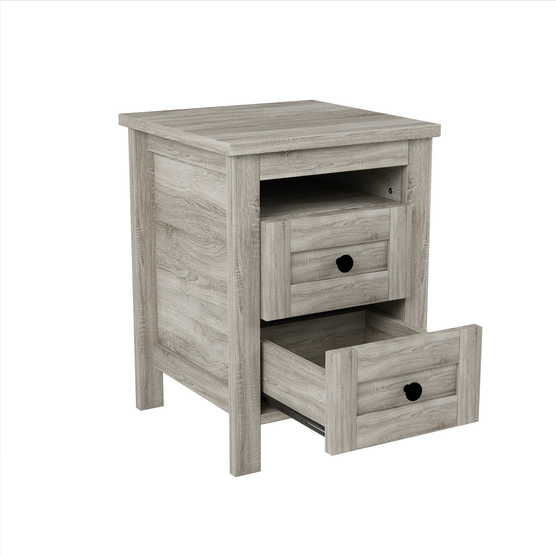 3 Pieces Bedroom Sets Full Size Farmhouse Platform Bed With Double Sliding Door Storage Headboard And Charging Station, Storage Nightstand And Dresser, Antique Gray Full Antique Gray 3 Piece Set Particle Board
