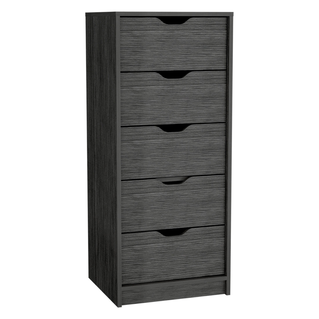 Dresser 42H" 5 Drawers Narrow Dresser, Slim Storage Chest Of Drawers, Bedroom, Smokey Oak Oak Particle Board Pine