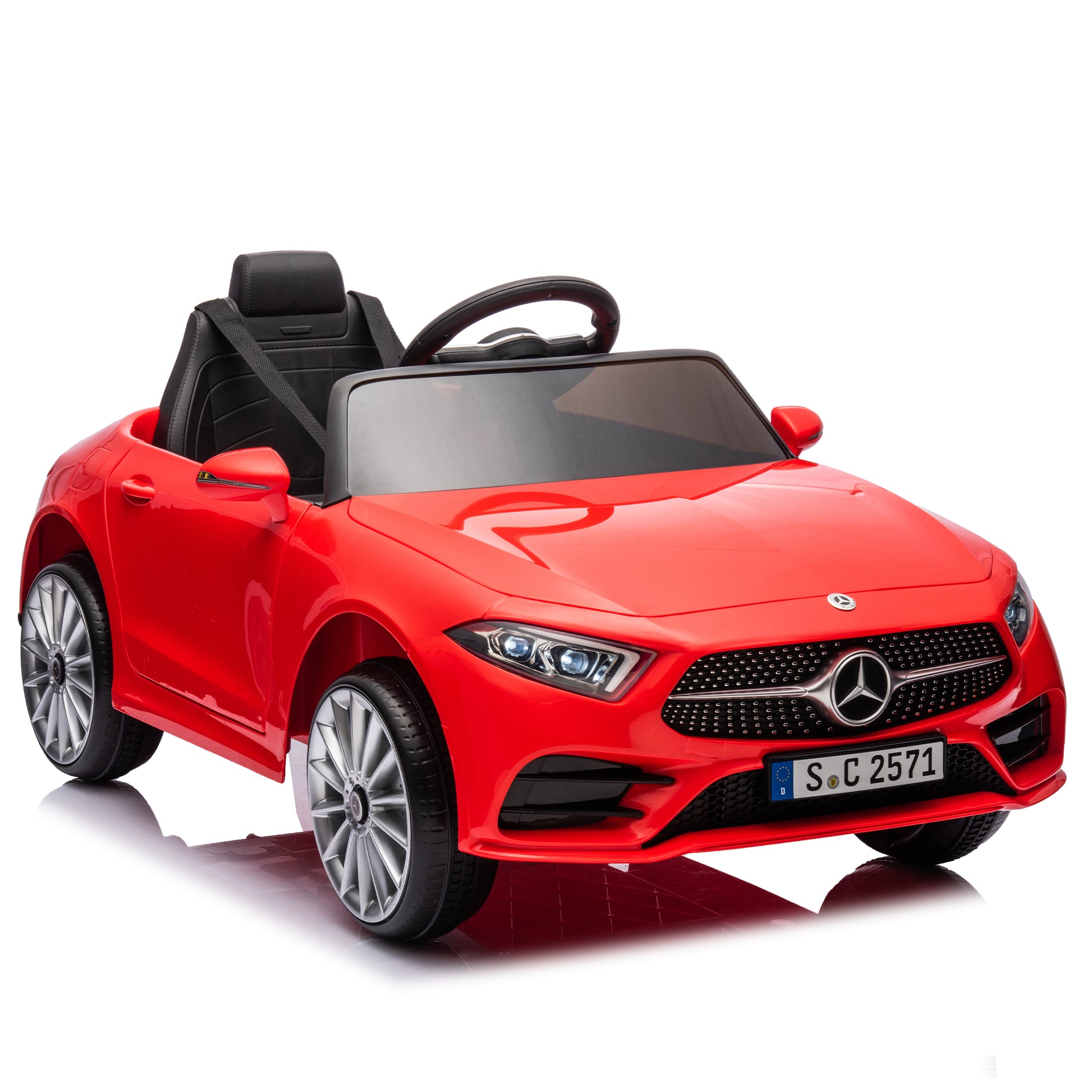 12V Kids Ride On Car W Parents Remote Control,Licensed Mercedes Benz Cls 350 For Kids,Four Wheel Suspension,Power Display,Music,Volume Control,Led Lights,Mp3,Usb Sd For Kids 37 95 Months. Red 50 99 Lbs Polypropylene