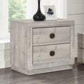 Farmhouse Style 2 Drawers Nightstand End Table For Bedroom, Living Room, Rustic White Rustic White Plywood