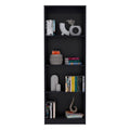 Vinton Bookcase With Spacious Tier Shelving Design, Black Black Particle Board Pine