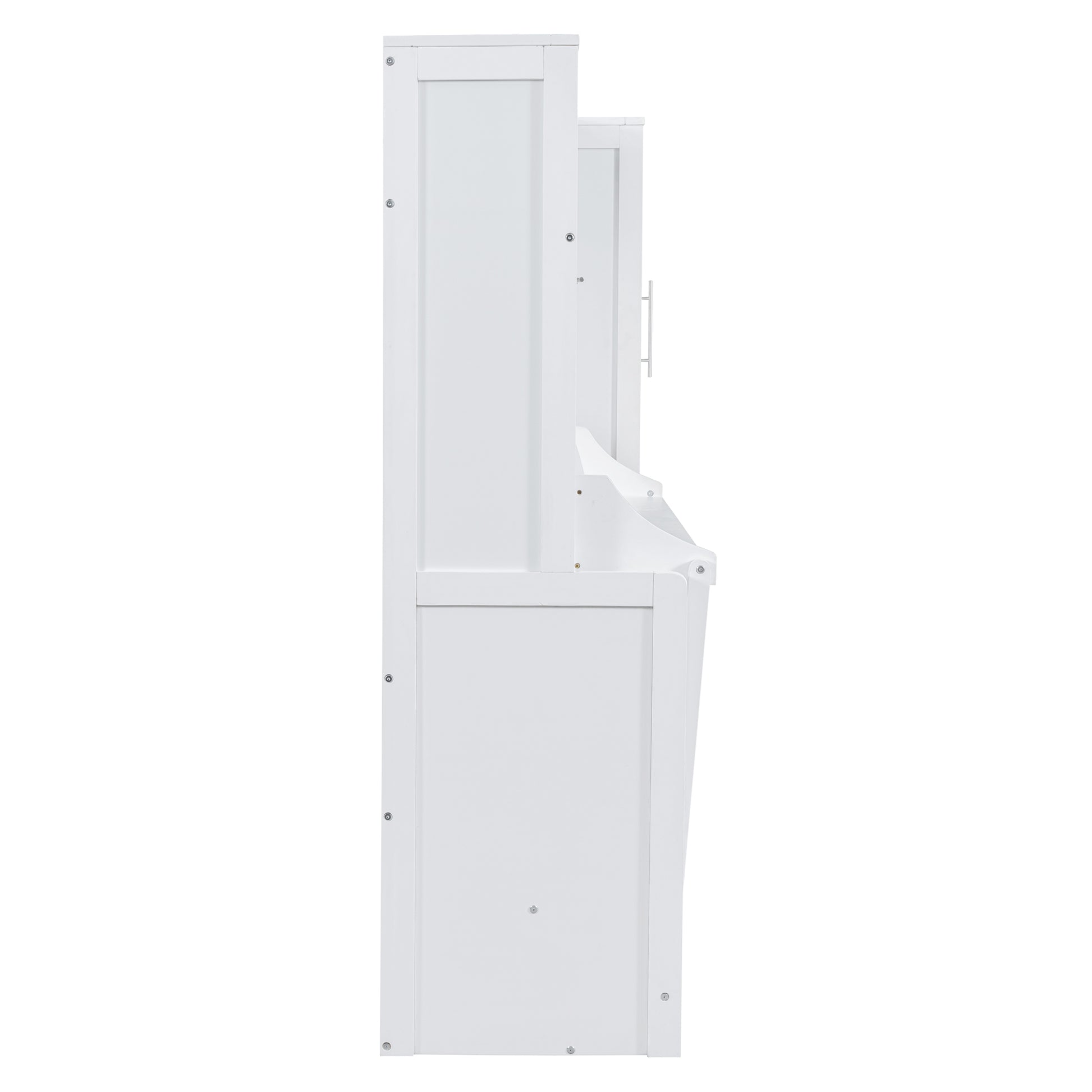 Full Size Murphy Bed Wall Bed With Closet And Drawers,White White Mdf Lvl