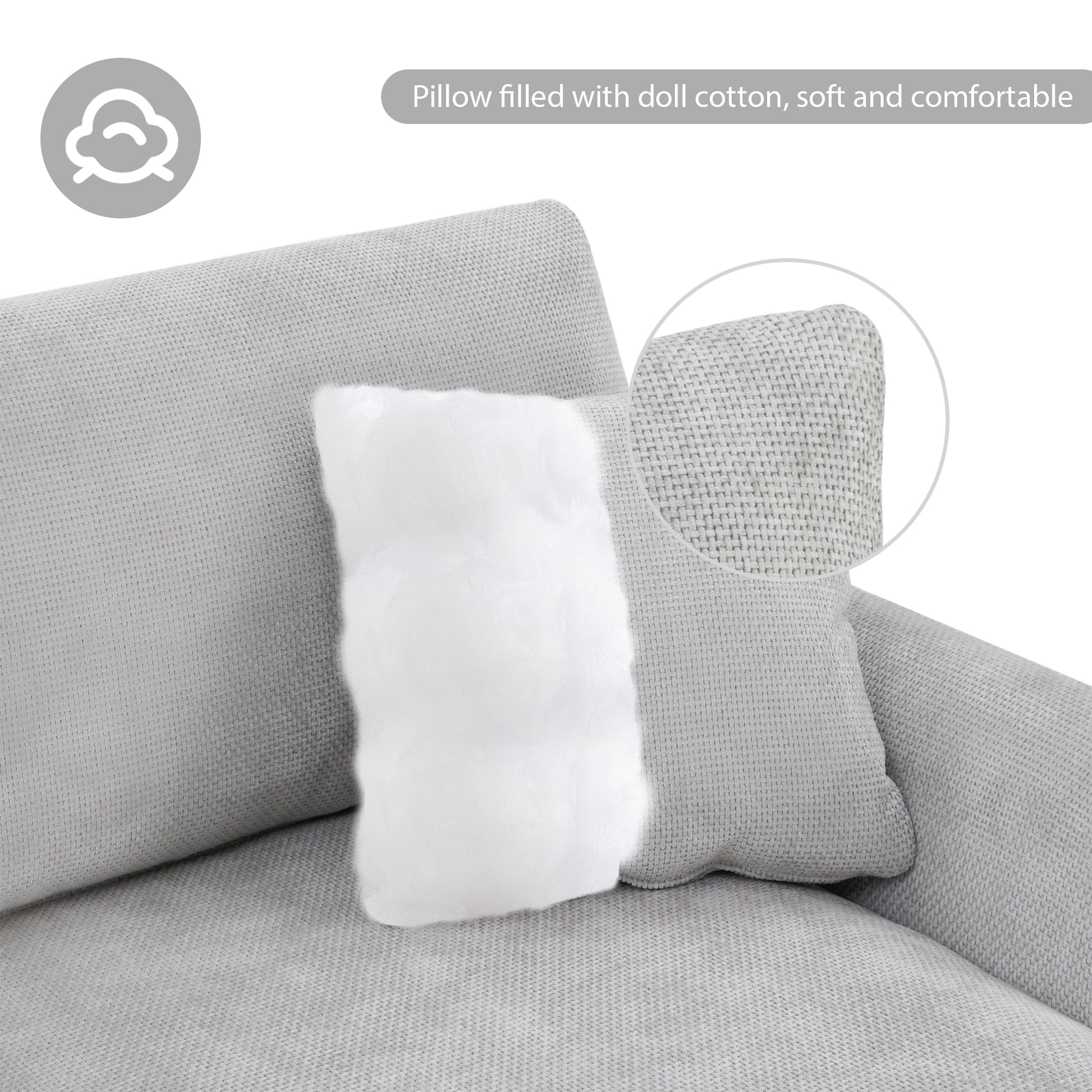 119*55" Modern Oversized Sectional Sofa,L Shaped Luxury Couch Set With 2 Free Pillows,5 Seat Chenille Indoor Furniture With Chaise For Living Room,Apartment,Office,2 Colors Light Gray Chenille 5 Seat