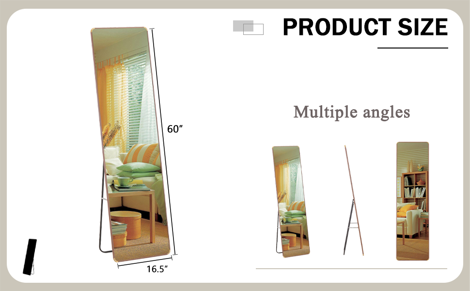 The 4Th Generation Floor Standing Full Length Mirror. Wall Mirror, Bathroom Makeup Mirror, Bedroom Foyer, Clothing Store, Wall Mounted. 60 "* 16.5" Transparent Glass