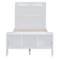 Twin Size Platform Bed With Built In Shelves, Led Light And Usb Ports, White White Mdf Lvl