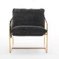 2 Chairs In 1 Box, Upholstered Hanging Armchair With Arm Pocketsmetal Frame, Gold Plated Craftsman, Crushed Foam Cushions And Skin Friendly Woven Fabric For Living Room And Bedroom. Dark Gray Dark Gray Metal