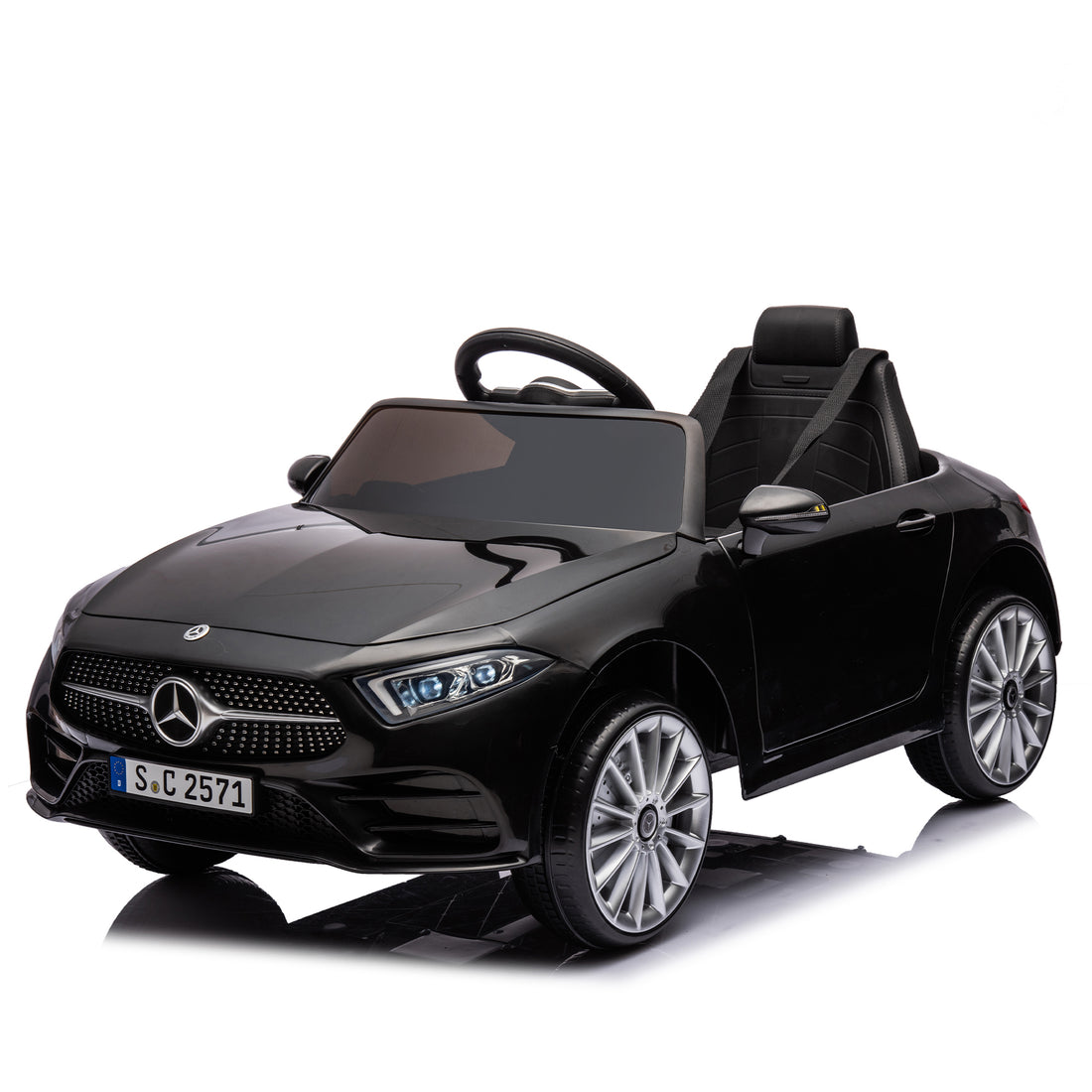 12V Kids Ride On Car W Parents Remote Control,Licensed Mercedes Benz Cls 350 For Kids,Four Wheel Suspension,Power Display,Music,Volume Control,Led Lights,Mp3,Usb Sd For Kids 37 95 Months. Black 50 99 Lbs Polypropylene