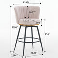 Set Of 2 Beige Swivel Bar Stools High Back, Adjustable, Upholstered With Elegant Metal Back Accents For Kitchen, Bar, Or Dining Room Beige Metal